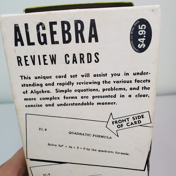 Vintage Vis-Ed Algebra Review Summary Study Flash Cards Educational Math Prep - Picture 9 of 10